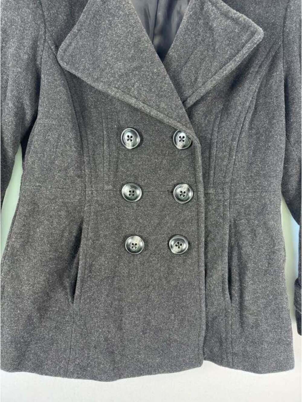 London Fog Women's Dark Gray Wool Blend Peacoat Size Large - Picture 3 of 8